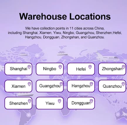 JCD collection and consolidation locations in China