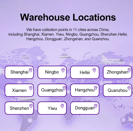 JCD collection and consolidation locations in China